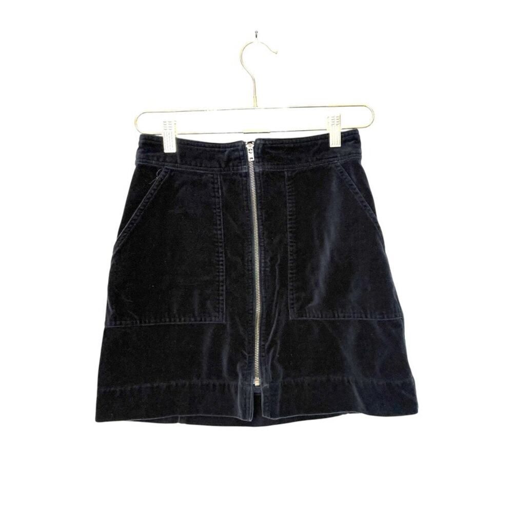 Marine Layer Mallory Mini Skirt Women 2 Black Full Zip‎ Pockets Preppy Goth